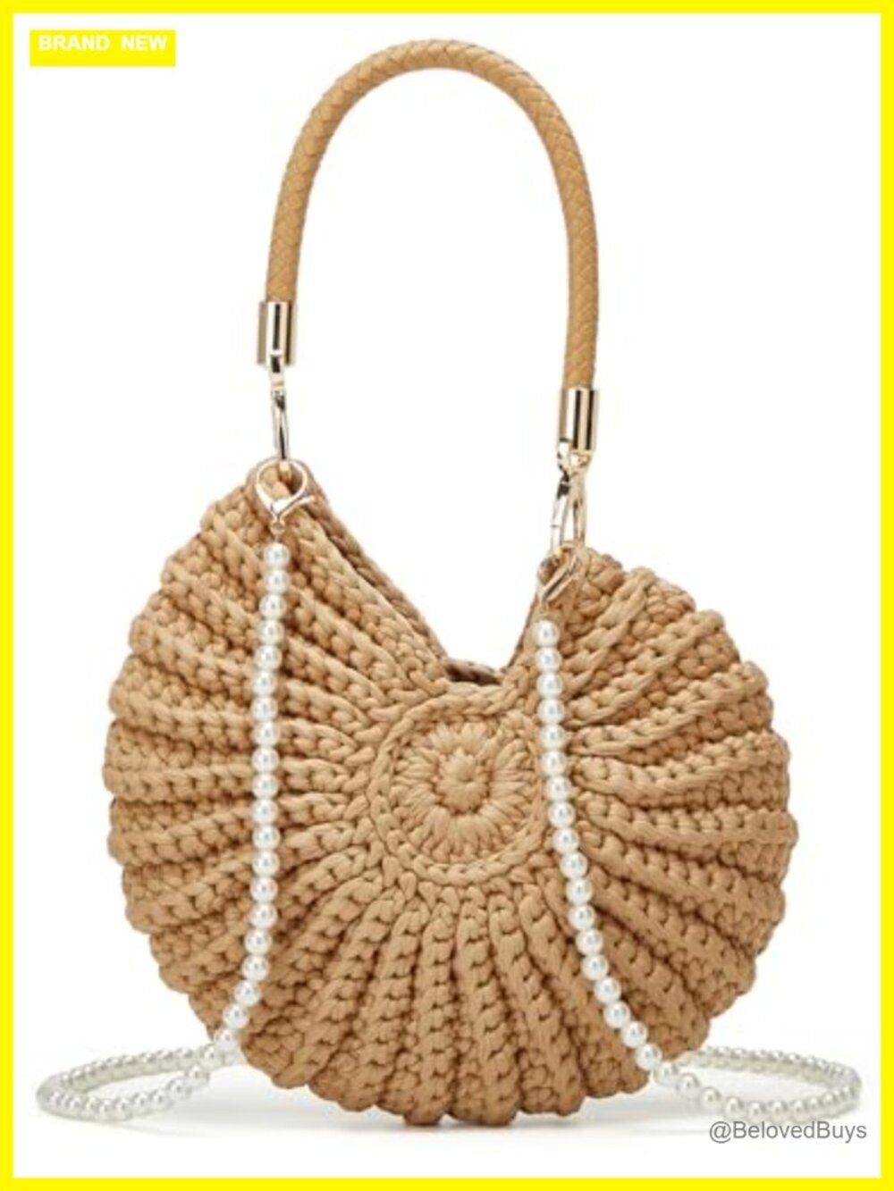 Handmade Crochet Tote Bag Boho Shell Crossbody Shoulder Bag Summer Beach Clutch